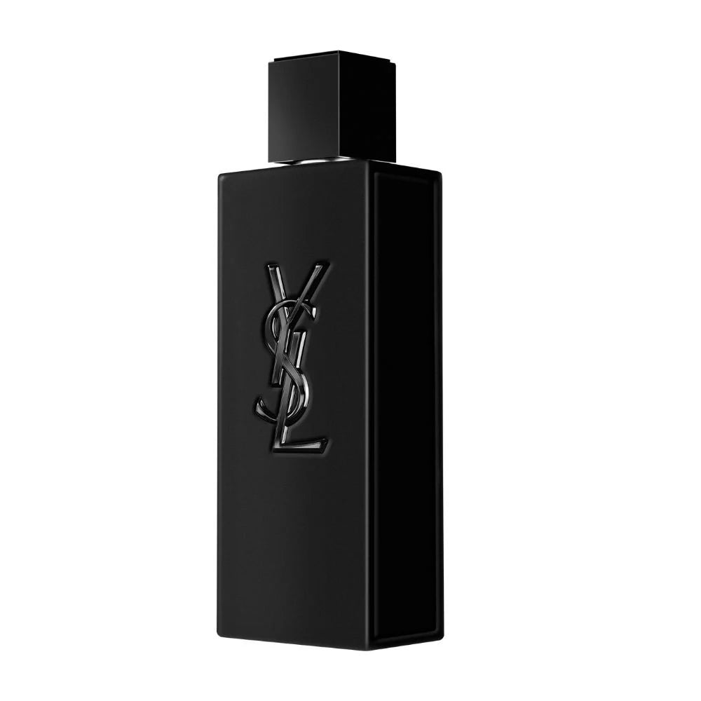 Black YSL perfume bottle on a white background