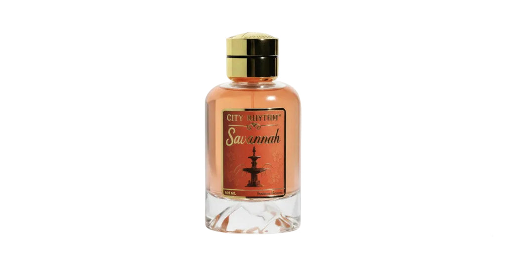 Perfume bottle with decorative label on a white background, featuring the Parfumo brand.